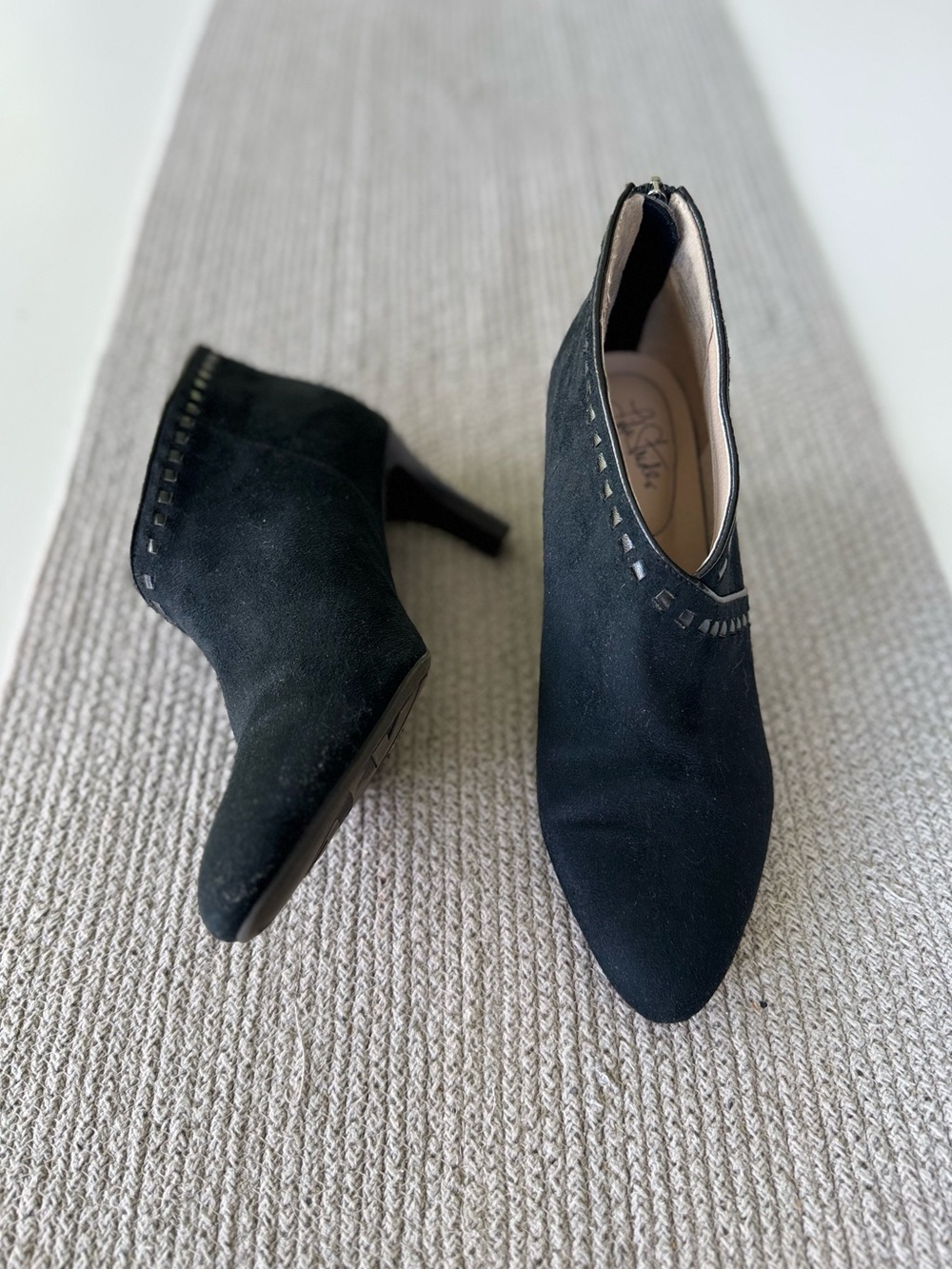 LifeStride Black Suede High Heel Booties Ankle Boots Size 9